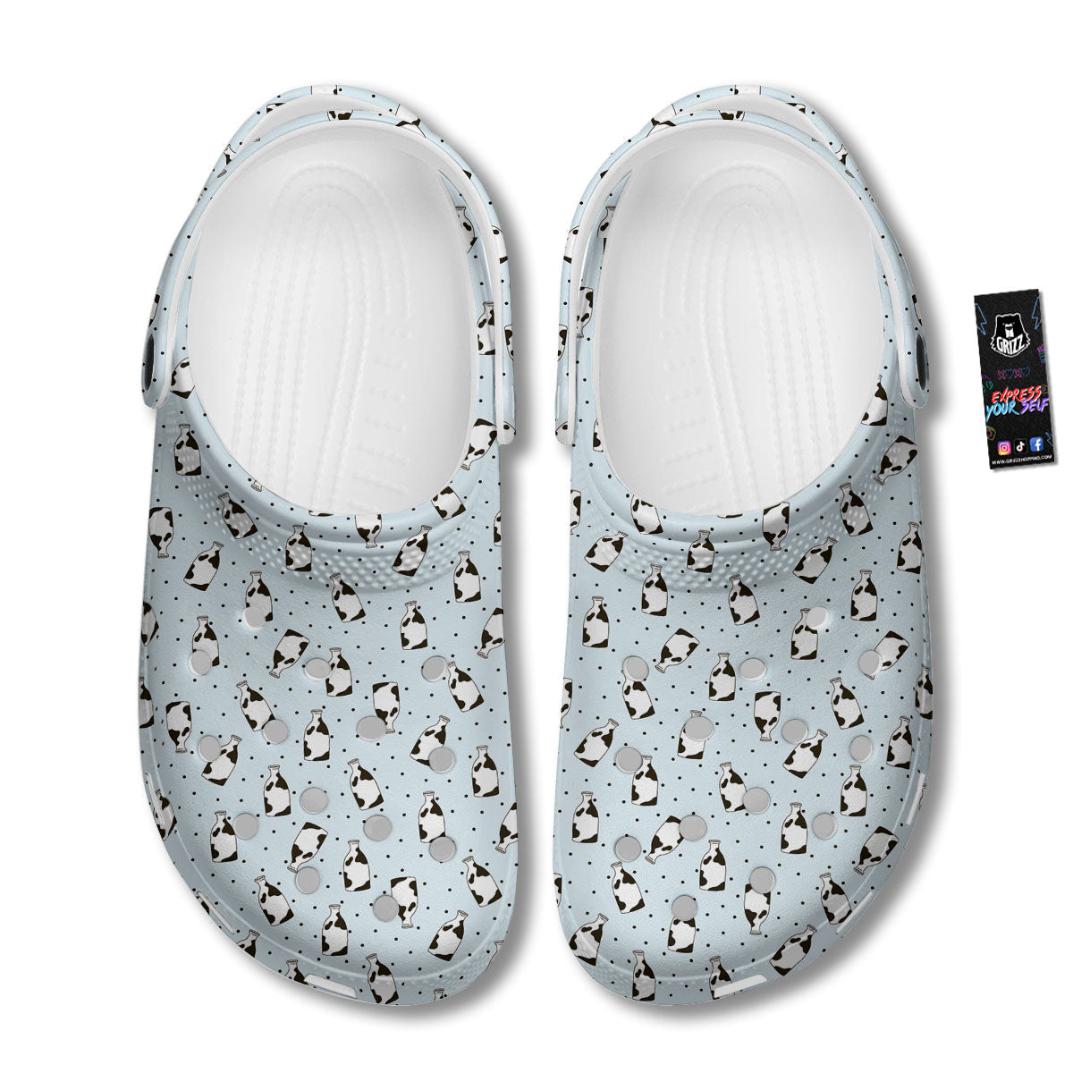 Milk Bottle Cow Print Pattern Clog-grizzshop