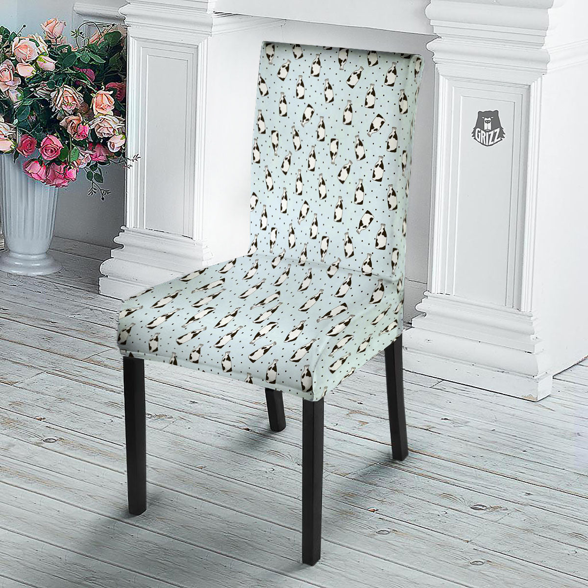 Milk Bottle Cow Print Pattern Dining Chair Slipcover-grizzshop