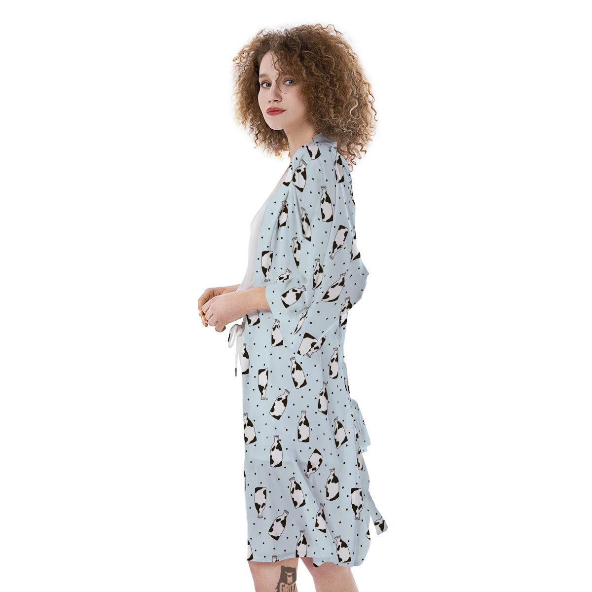 Milk Bottle Cow Print Pattern Kimono-grizzshop