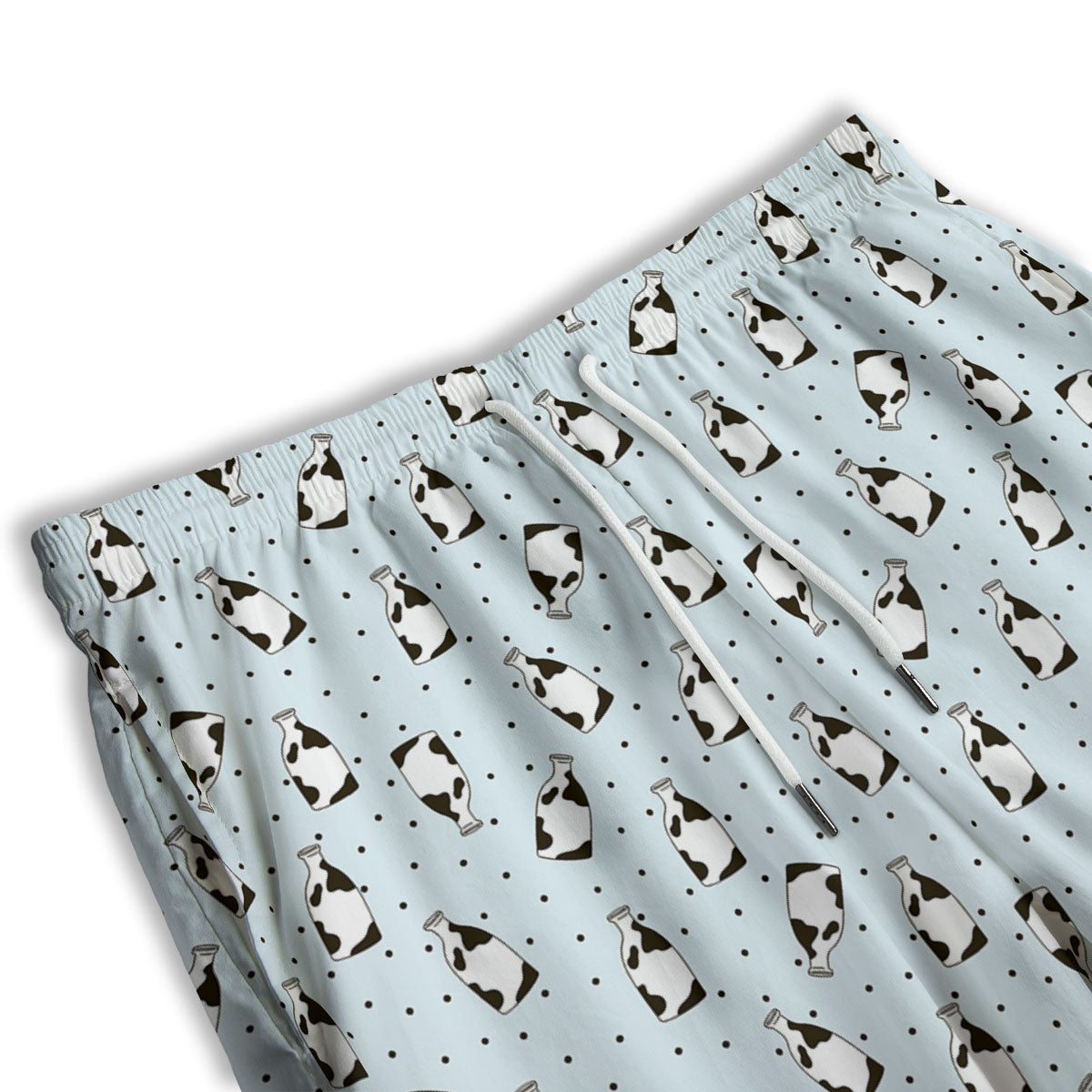 Milk Bottle Cow Print Pattern Men's Athletic Shorts