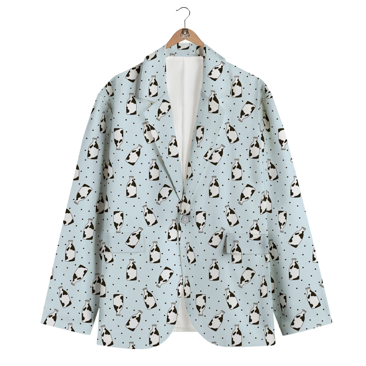 Milk Bottle Cow Print Pattern Men's Blazer-grizzshop