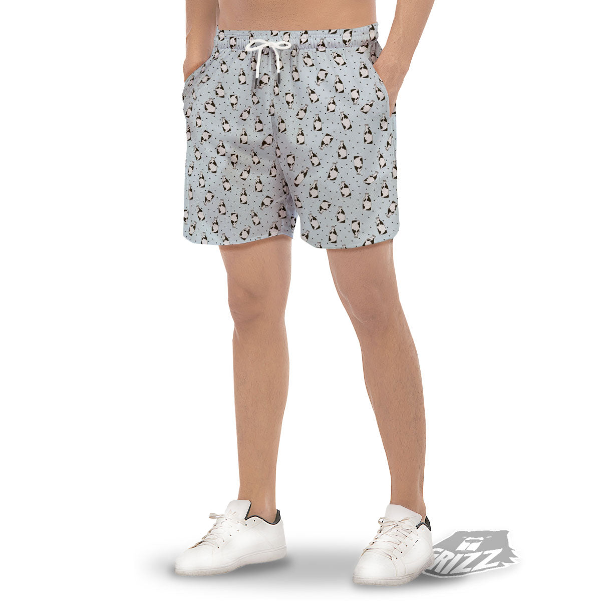 Milk Bottle Cow Print Pattern Men's Gym Shorts-grizzshop
