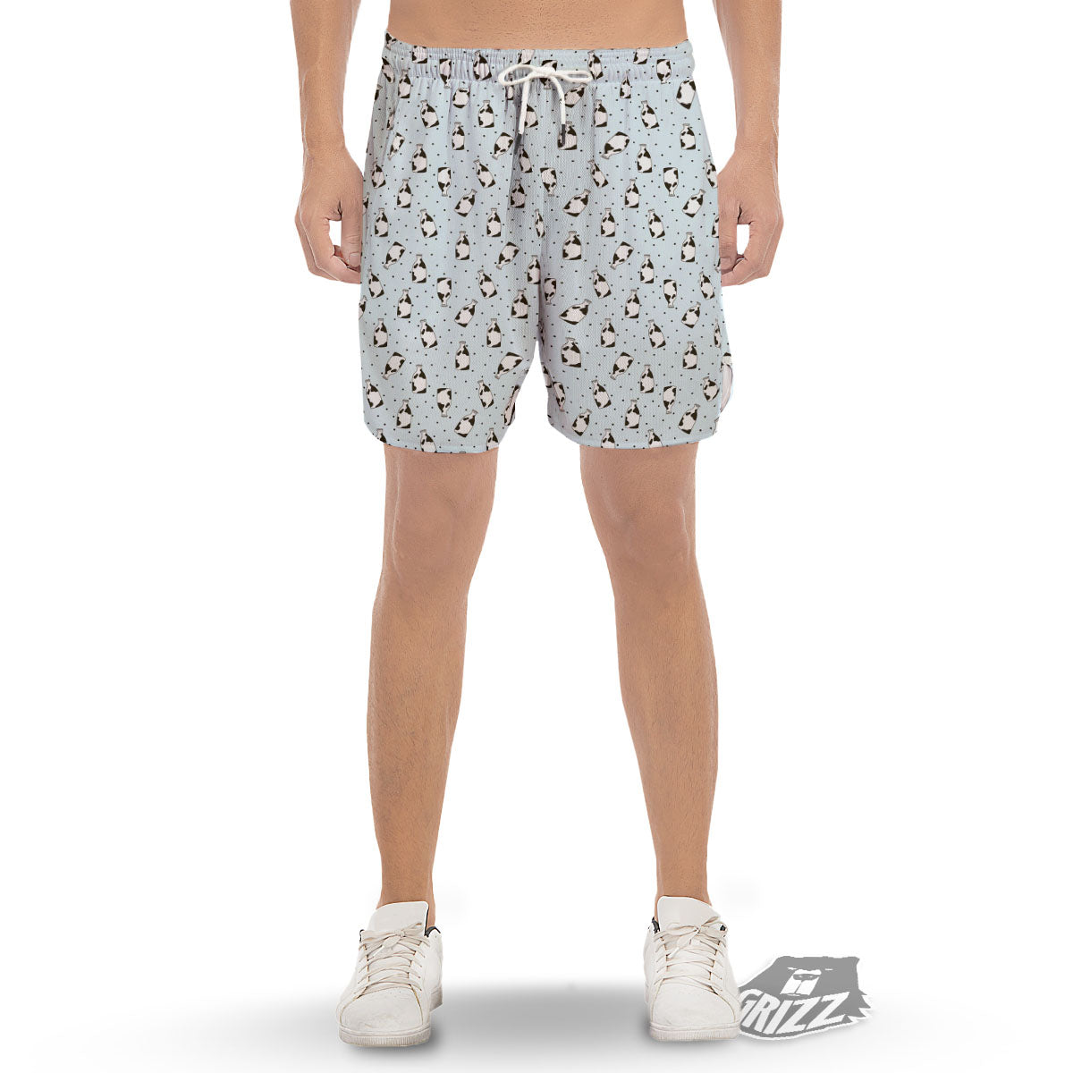 Milk Bottle Cow Print Pattern Men's Gym Shorts-grizzshop