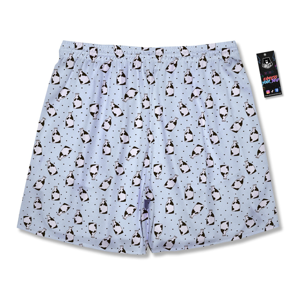 Milk Bottle Cow Print Pattern Men's Running Shorts-grizzshop