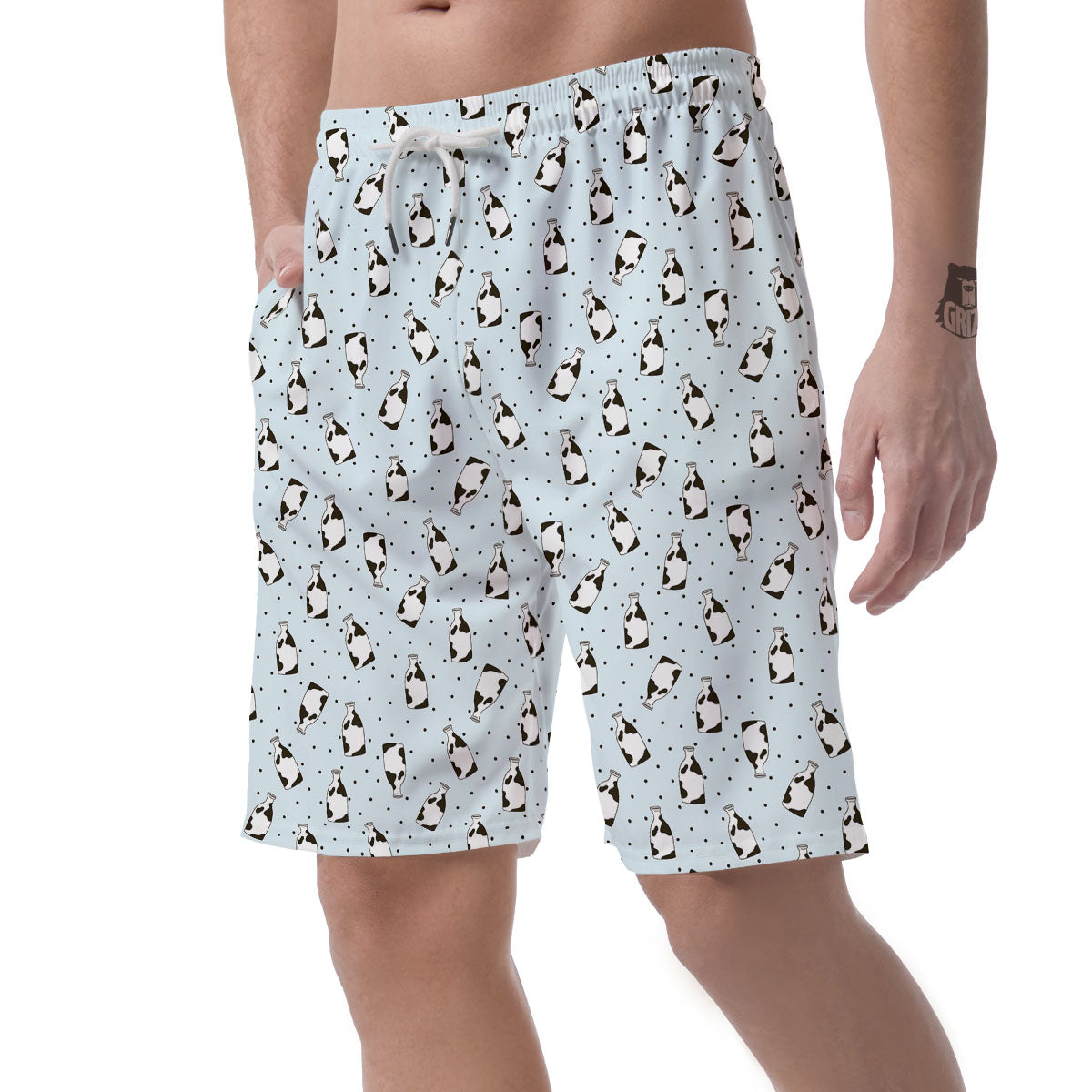 Milk Bottle Cow Print Pattern Men's Shorts-grizzshop