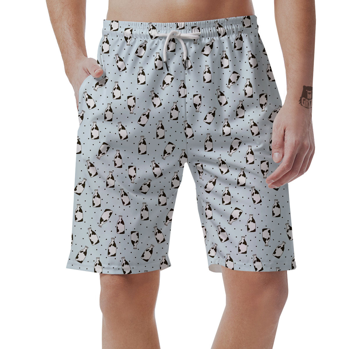 Milk Bottle Cow Print Pattern Men's Shorts-grizzshop