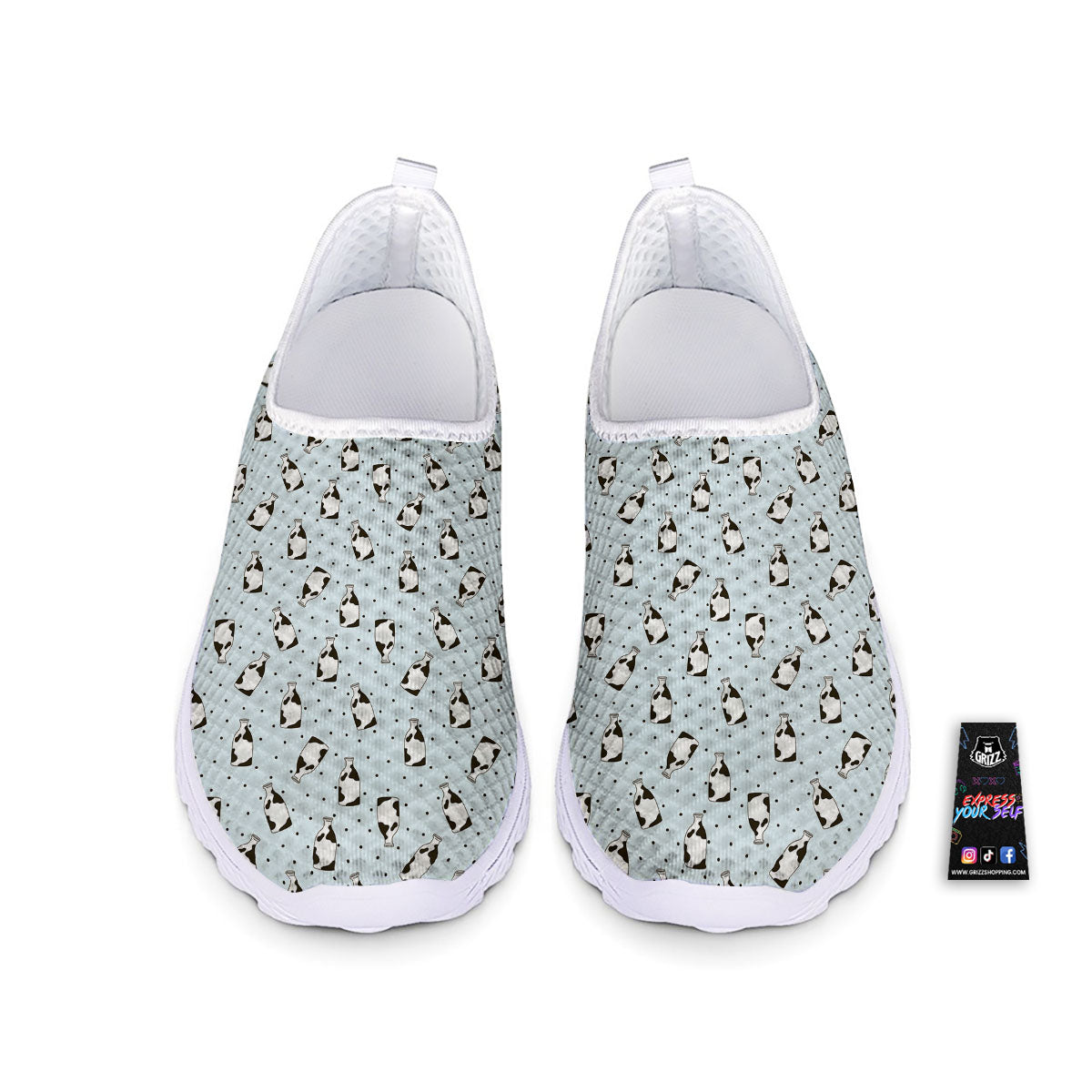 Milk Bottle Cow Print Pattern Nurse Shoes-grizzshop