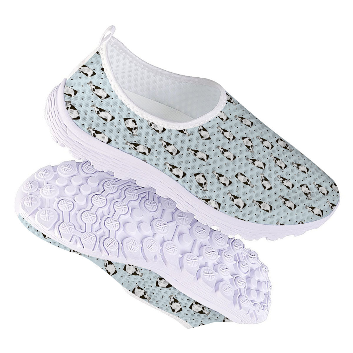 Milk Bottle Cow Print Pattern Nurse Shoes-grizzshop