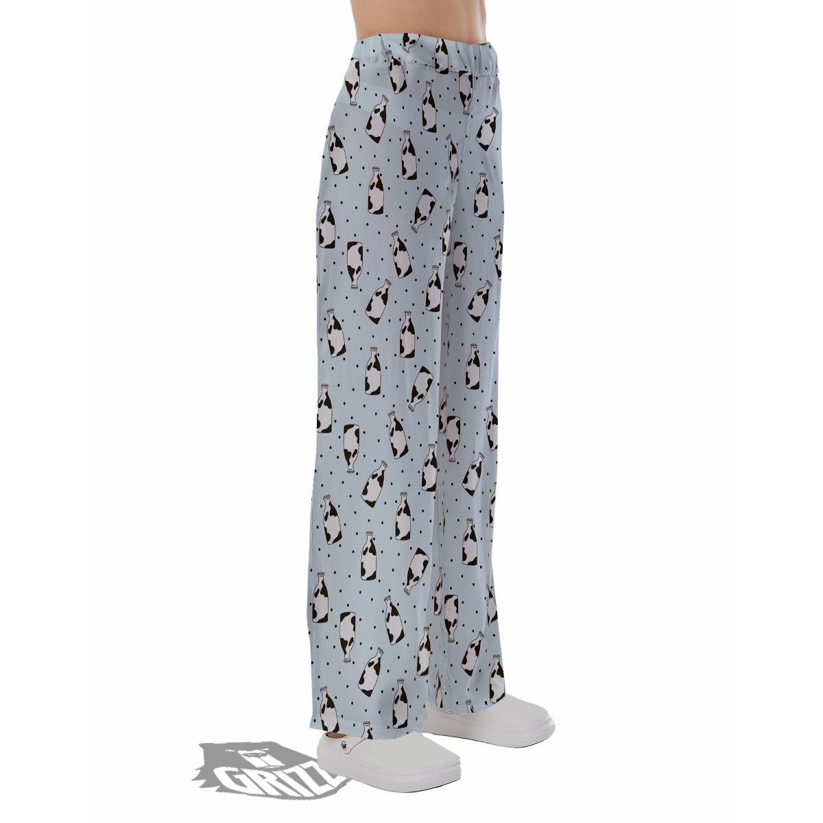Milk Bottle Cow Print Pattern Pajama Pants-grizzshop