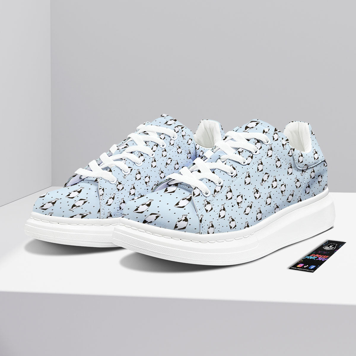 Milk Bottle Cow Print Pattern Platform Shoes-grizzshop