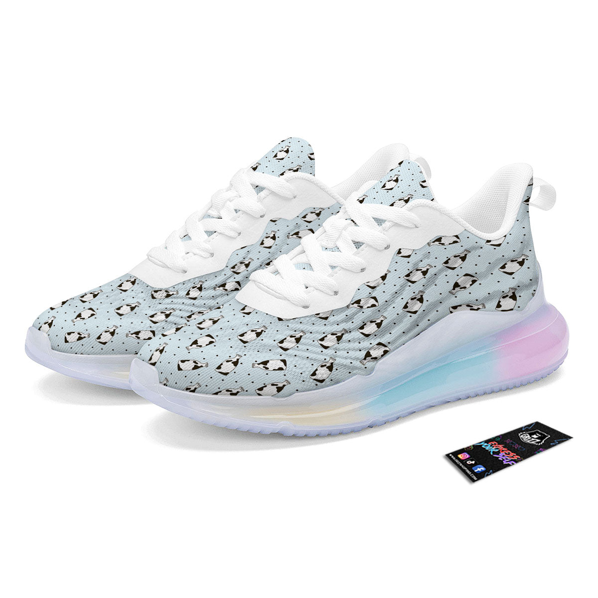 Milk Bottle Cow Print Pattern Running Sneakers-grizzshop