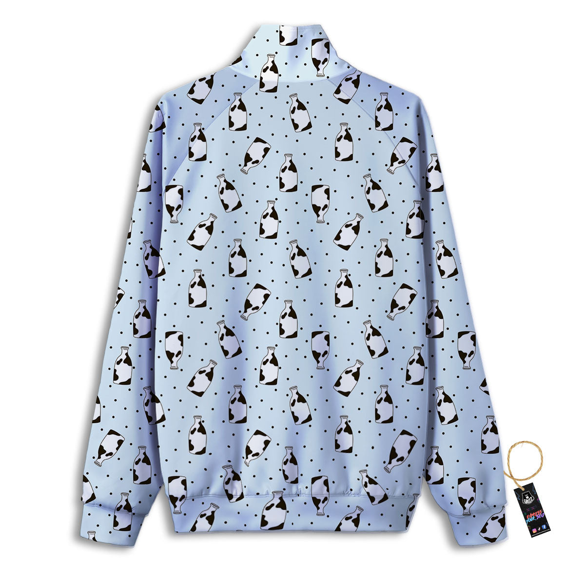 Milk Bottle Cow Print Pattern Track Jacket-grizzshop