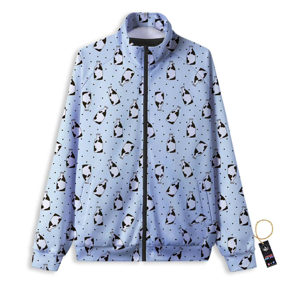 Milk Bottle Cow Print Pattern Track Jacket-grizzshop