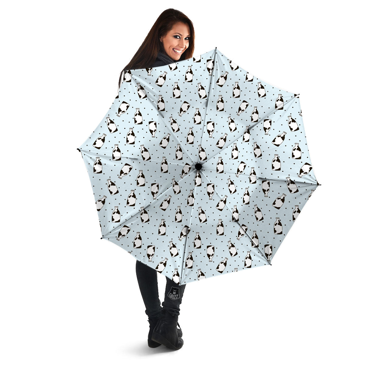 Milk Bottle Cow Print Pattern Umbrella-grizzshop