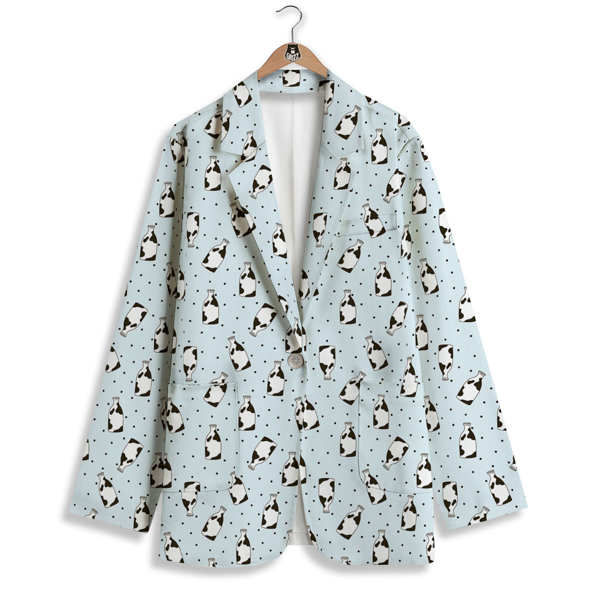 Milk Bottle Cow Print Pattern Women's Blazer-grizzshop