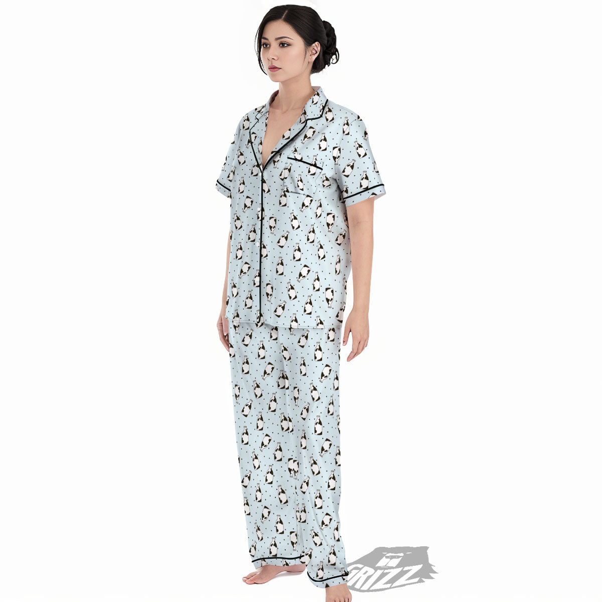 Milk Bottle Cow Print Pattern Women's Pajamas Set-grizzshop