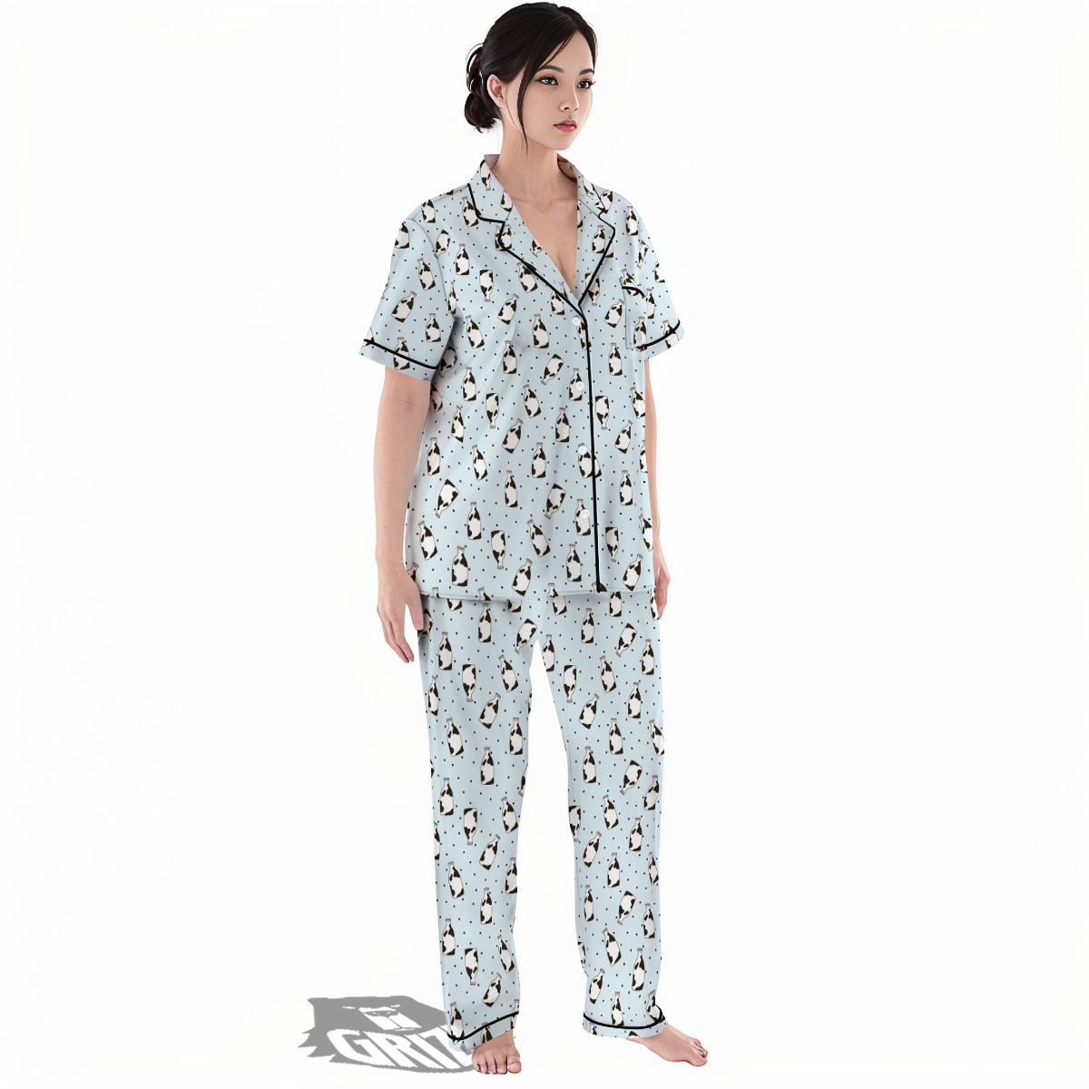 Milk Bottle Cow Print Pattern Women's Pajamas Set-grizzshop