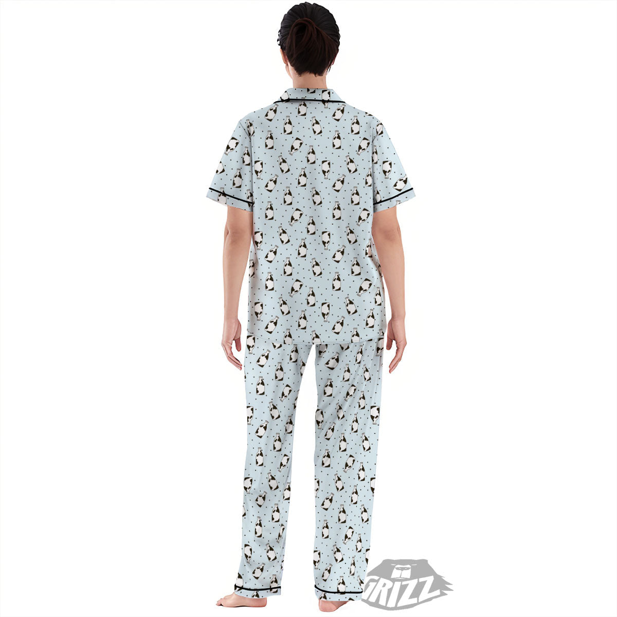 Milk Bottle Cow Print Pattern Women's Pajamas Set-grizzshop