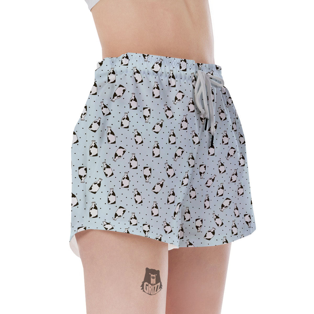 Milk Bottle Cow Print Pattern Women's Shorts-grizzshop