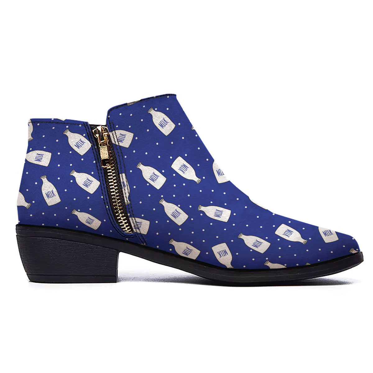 Milk Pattern Print Ankle Boots-grizzshop