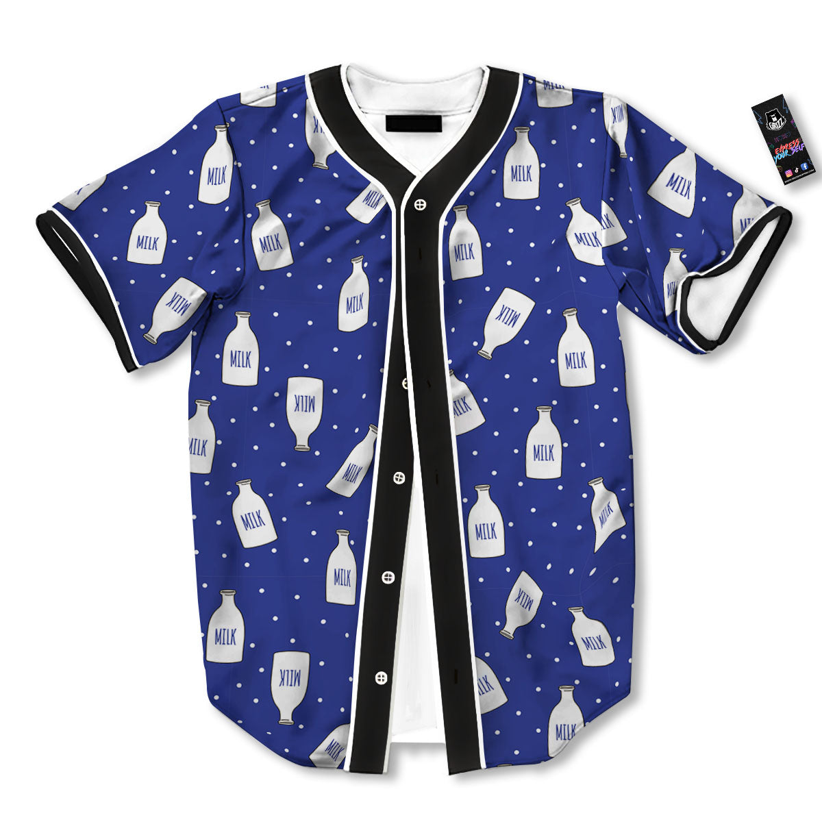 Milk Pattern Print Baseball Jersey-grizzshop