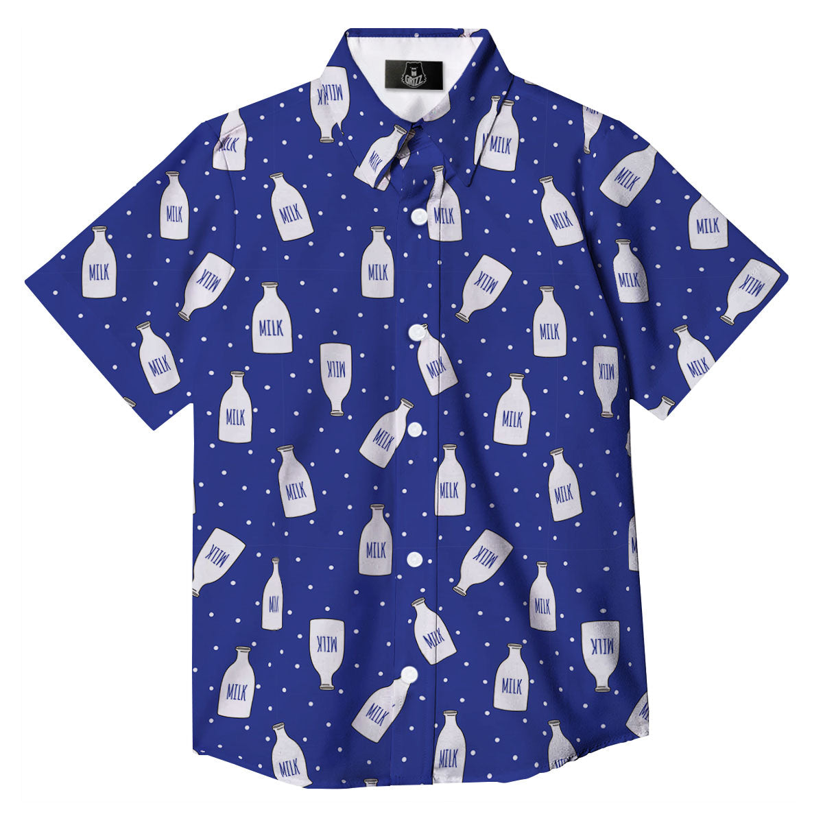 Milk Pattern Print Button Up Shirt-grizzshop