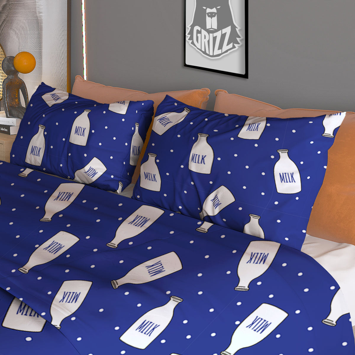Milk Pattern Print Duvet Cover Bedding Set-grizzshop