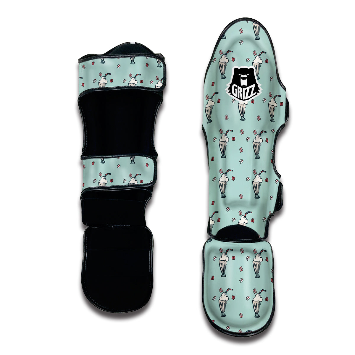 Milkshake Vintage Print Pattern Muay Thai Shin Guards-grizzshop