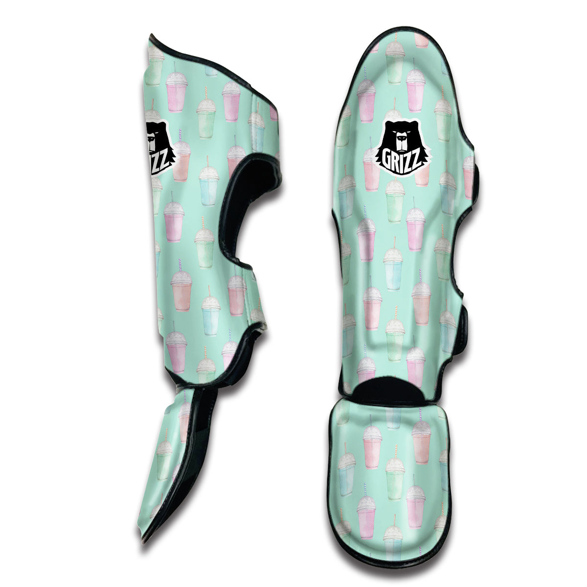 Milkshake Watercolor Print Pattern Muay Thai Shin Guards-grizzshop