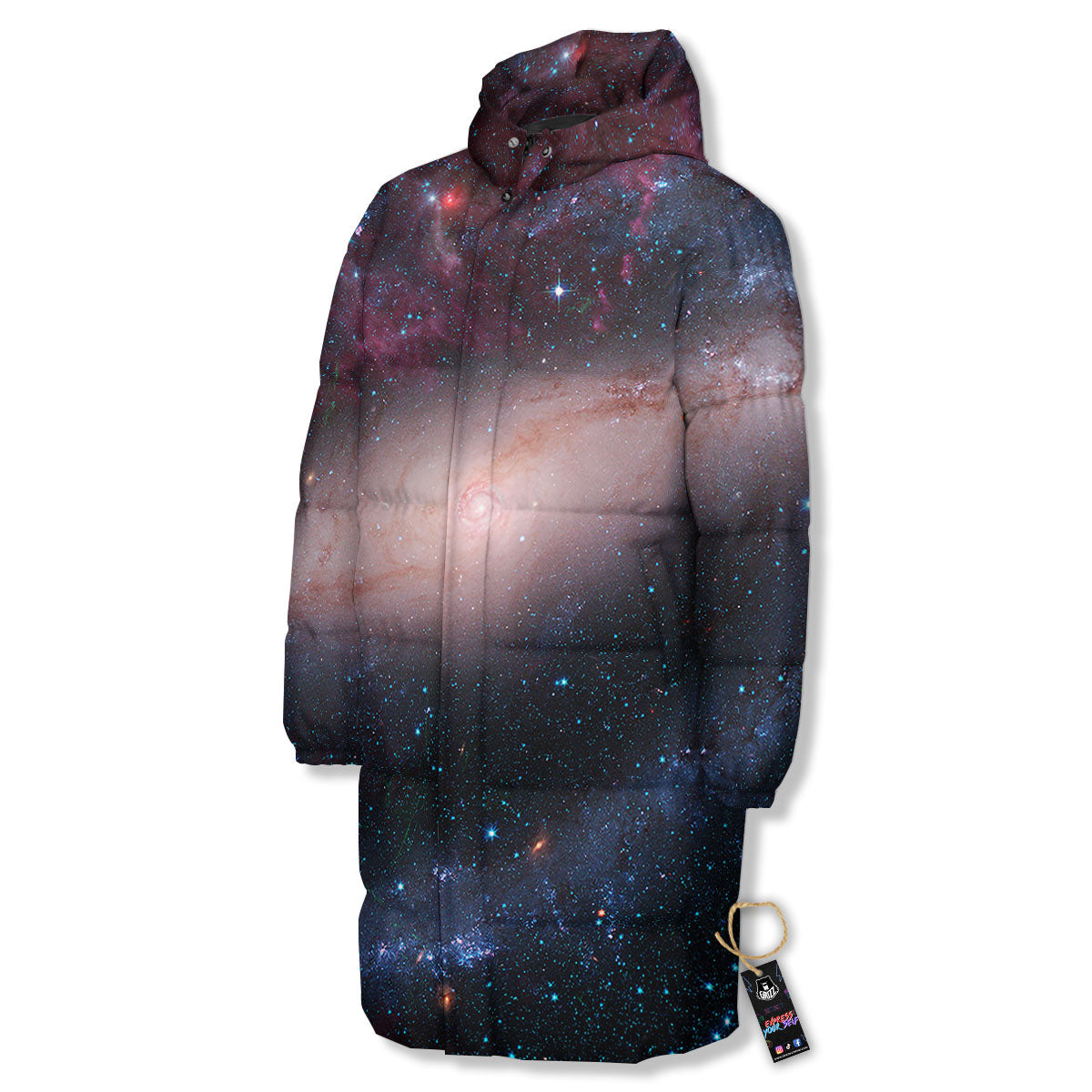 Milky Way Deep Space Print Long Down Jacket-grizzshop