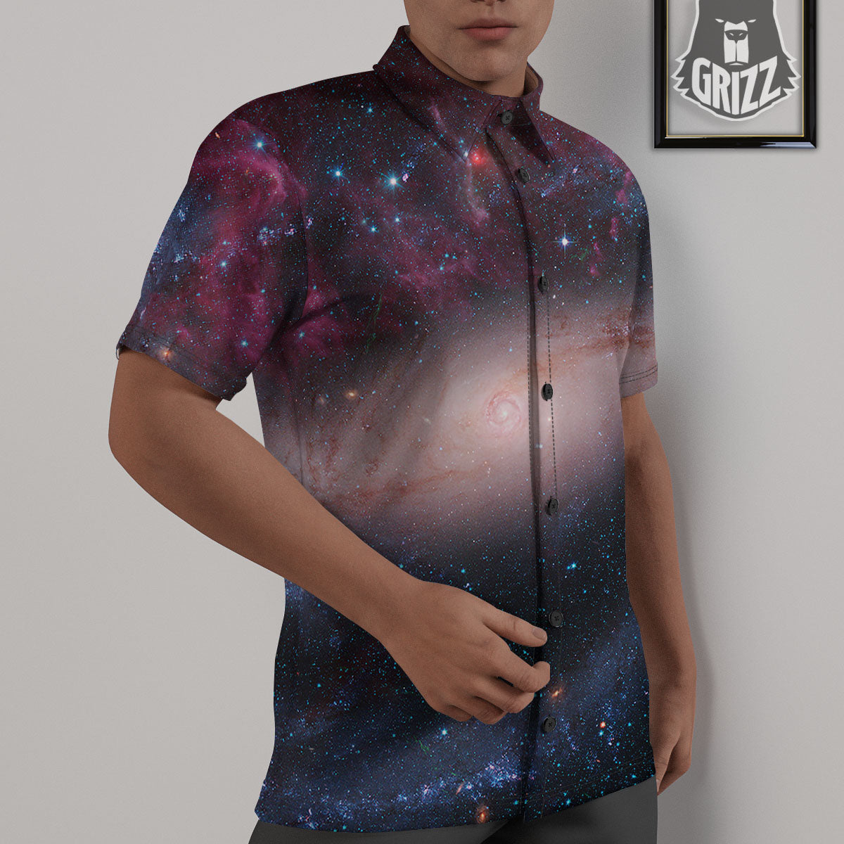Milky Way Deep Space Print Untucked Shirts-grizzshop