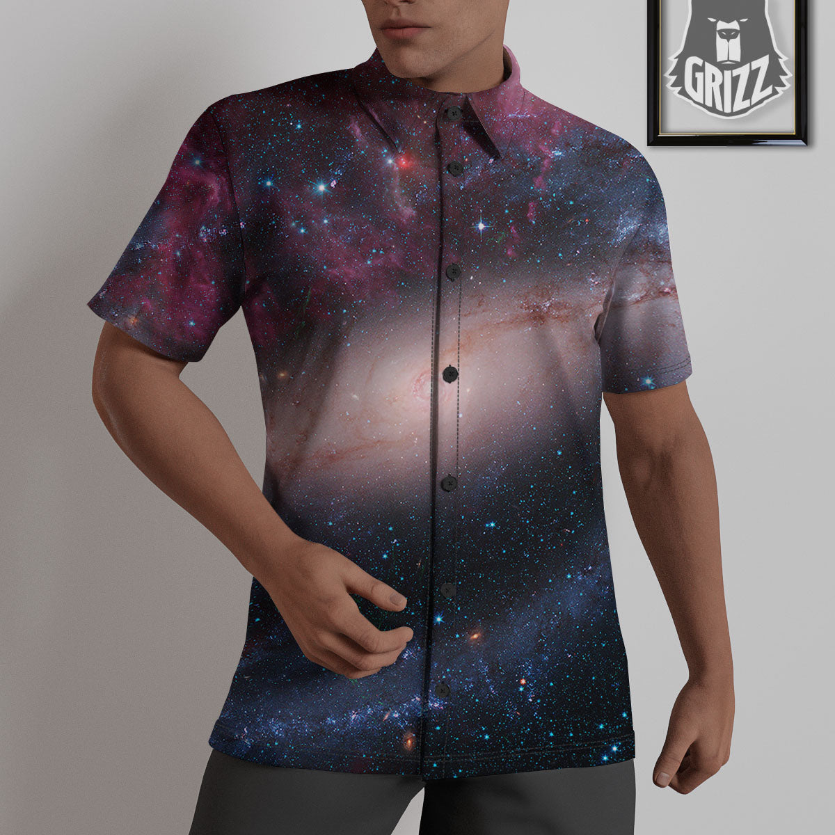 Milky Way Deep Space Print Untucked Shirts-grizzshop