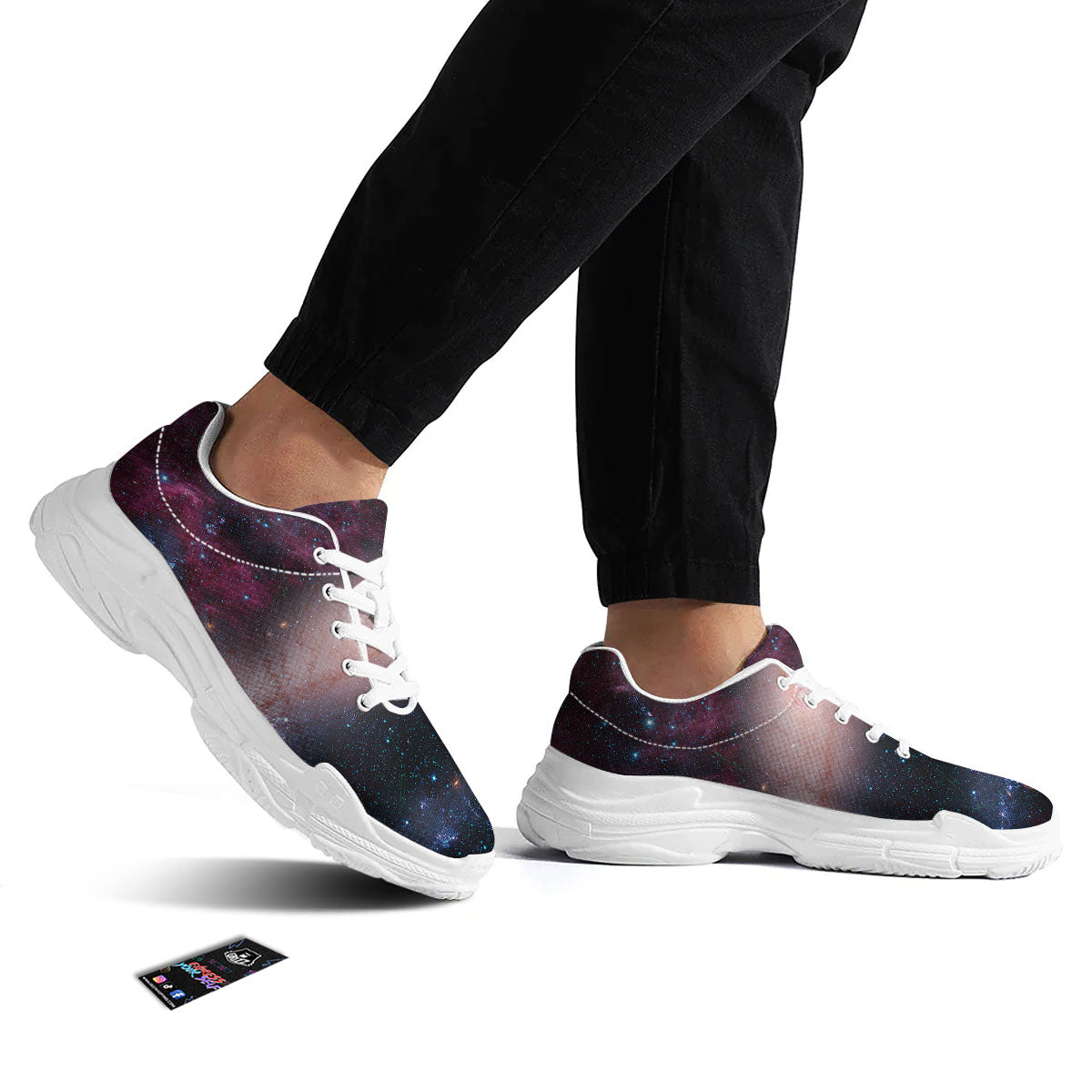 Milky Way Deep Space Print White Chunky Shoes-grizzshop