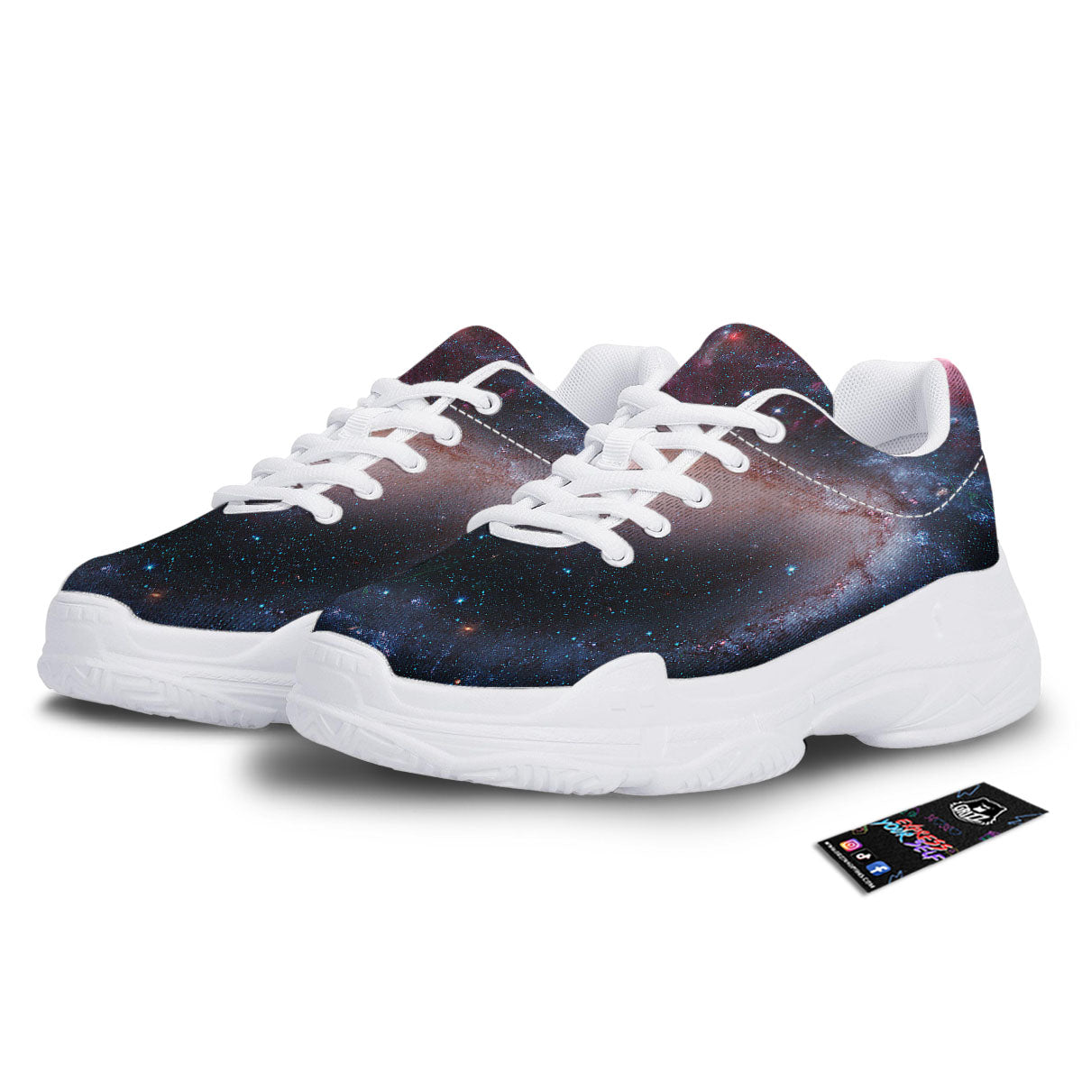 Milky Way Deep Space Print White Chunky Shoes-grizzshop