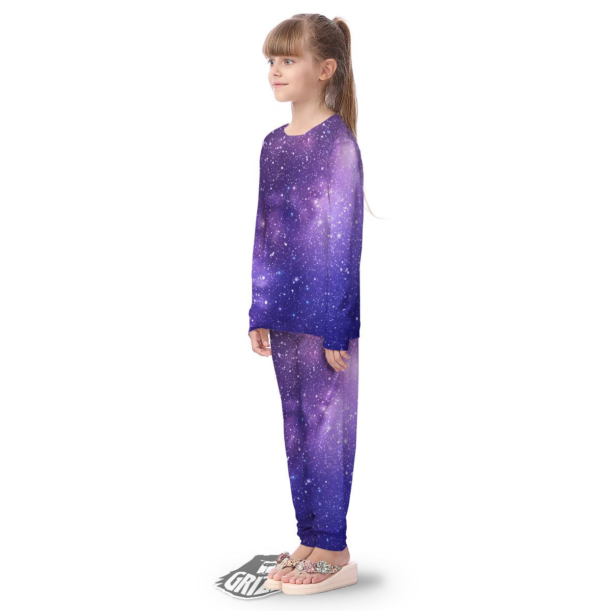 Milky Way Galaxy Space Dark Purple Print Kid's Pajamas-grizzshop