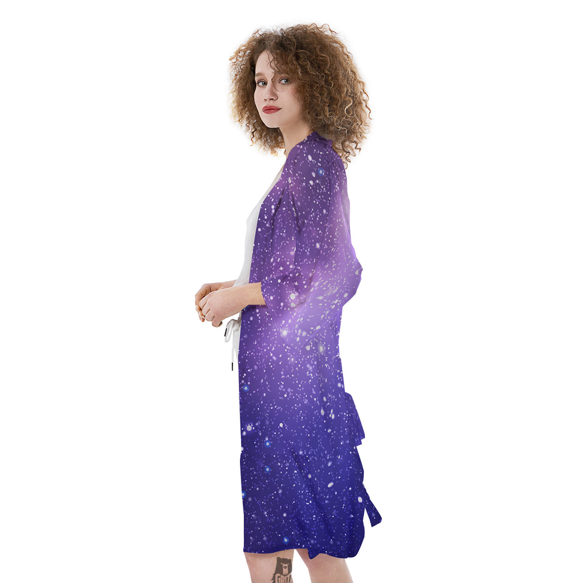 Milky Way Galaxy Space Dark Purple Print Kimono-grizzshop