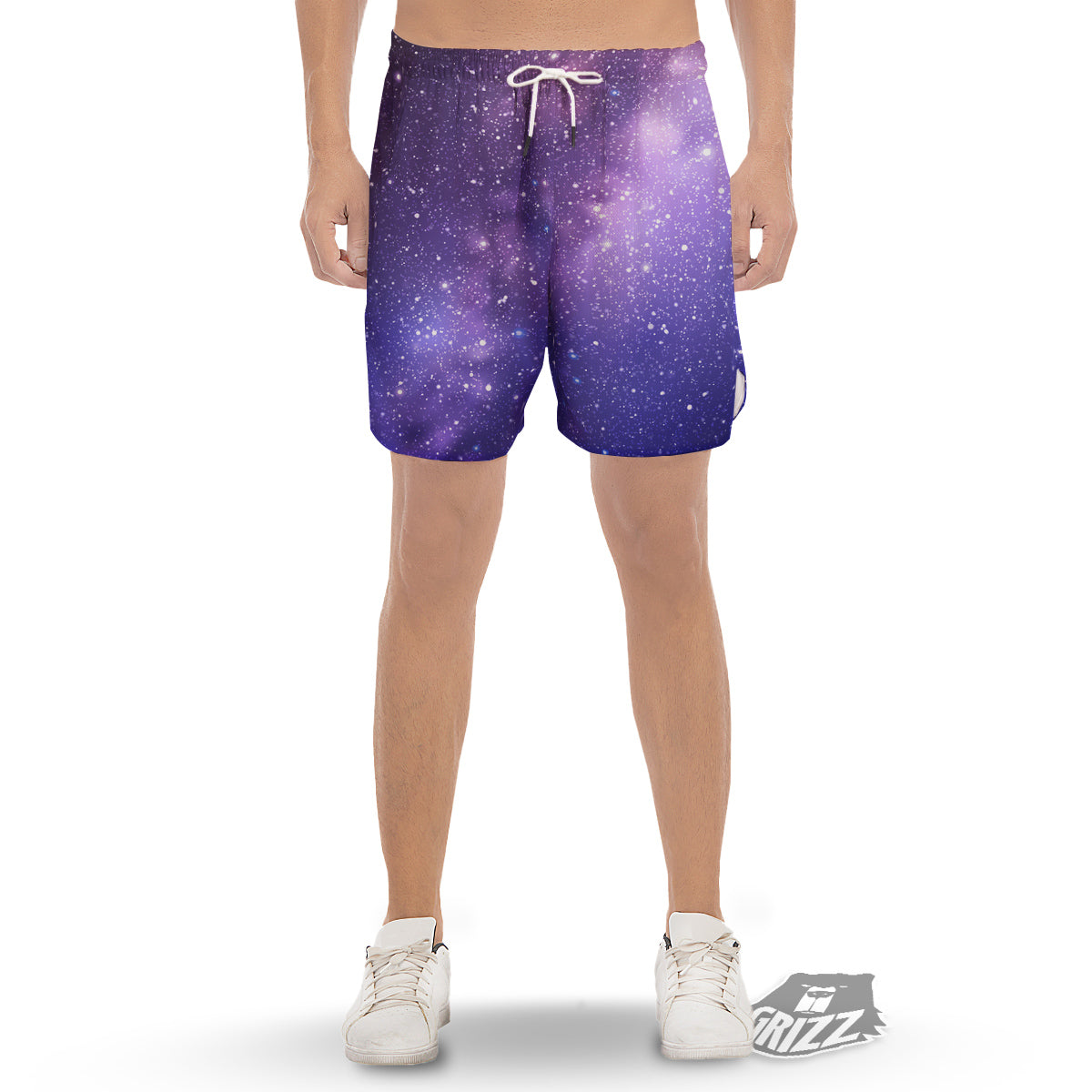 Milky Way Galaxy Space Dark Purple Print Men's Gym Shorts-grizzshop