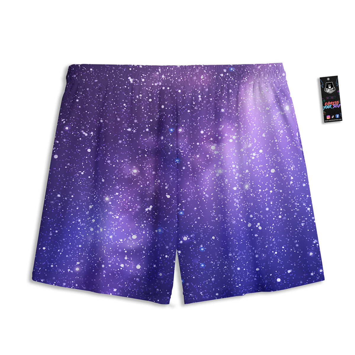Milky Way Galaxy Space Dark Purple Print Mesh Shorts