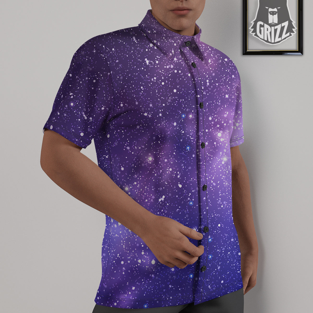 Milky Way Galaxy Space Dark Purple Print Untucked Shirts-grizzshop