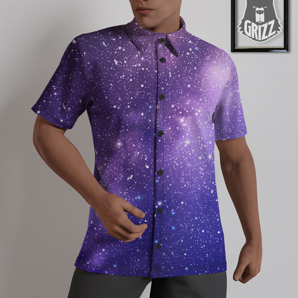Milky Way Galaxy Space Dark Purple Print Untucked Shirts-grizzshop