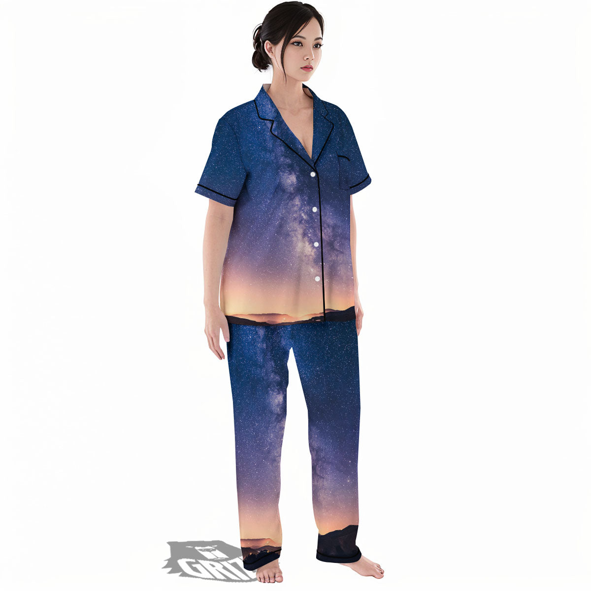 Milky Way Night Sky Print Women's Pajamas Set-grizzshop