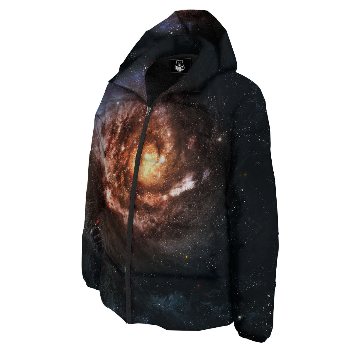 Milky Way Spiral Print Down Jacket-grizzshop