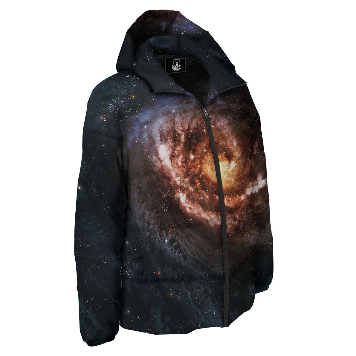 Milky Way Spiral Print Down Jacket-grizzshop