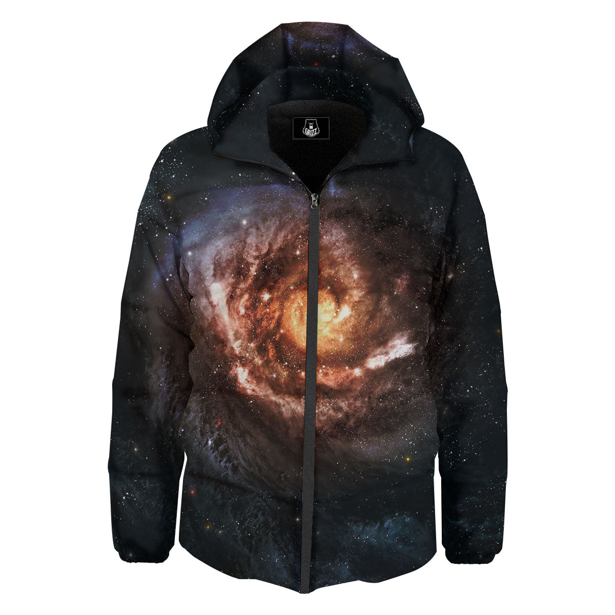 Milky Way Spiral Print Down Jacket-grizzshop