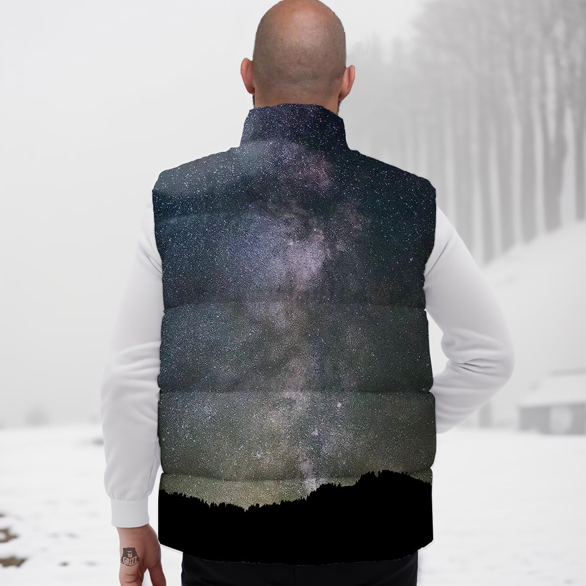 Milky Way Stars Night Print Down Vest