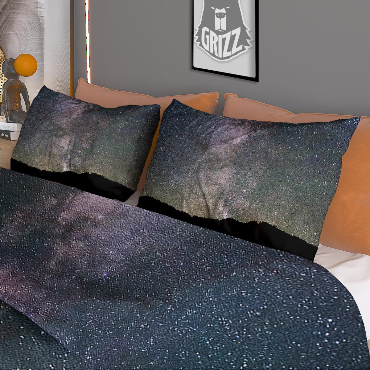 Milky Way Stars Night Print Duvet Cover Bedding Set