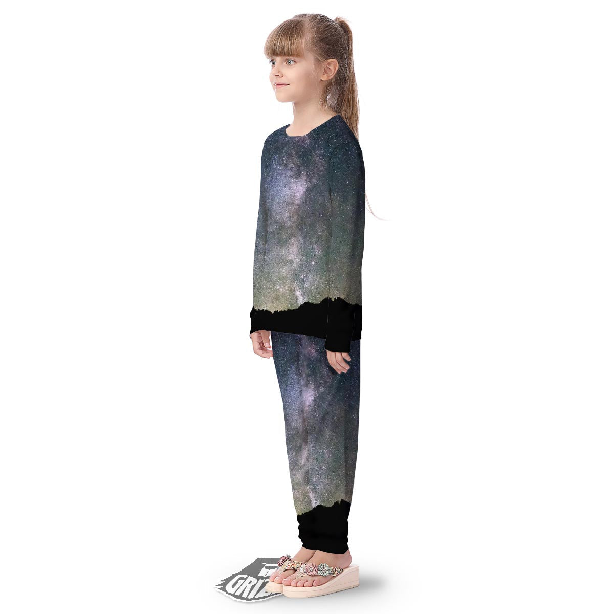 Milky Way Stars Night Print Kid's Pajamas-grizzshop