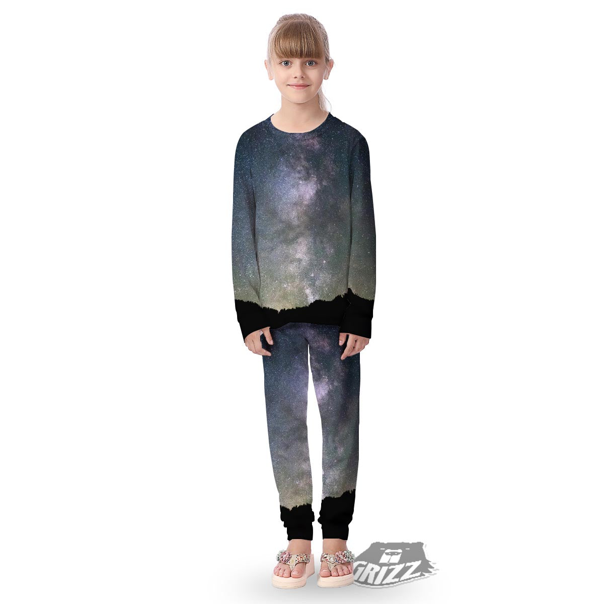 Milky Way Stars Night Print Kid's Pajamas-grizzshop