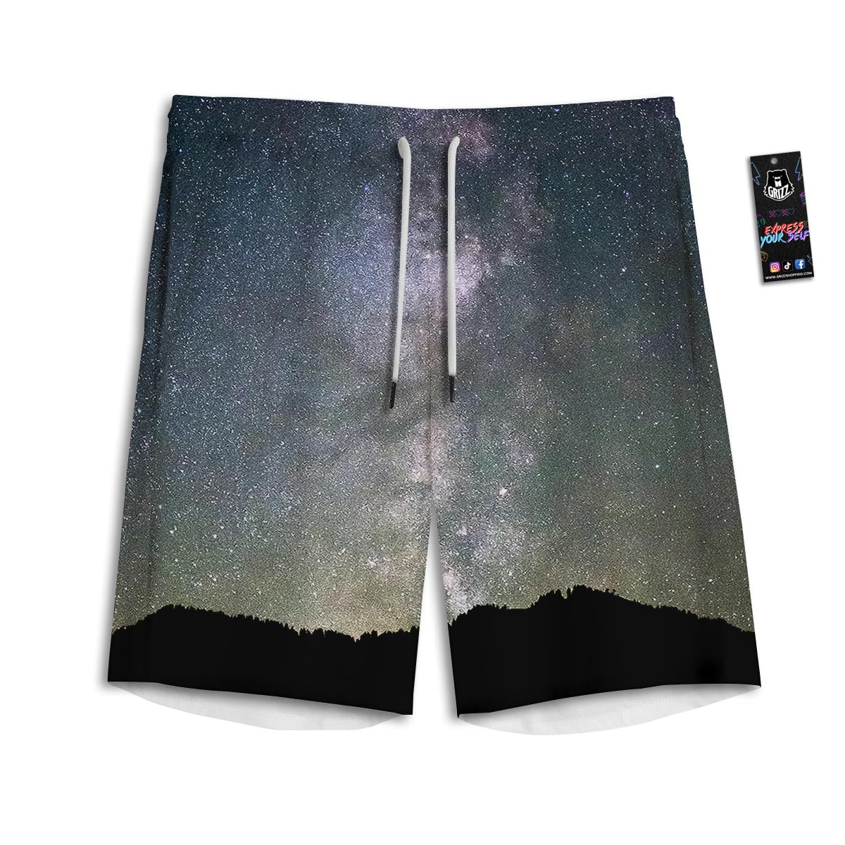 Milky Way Stars Night Print Men's Athletic Shorts