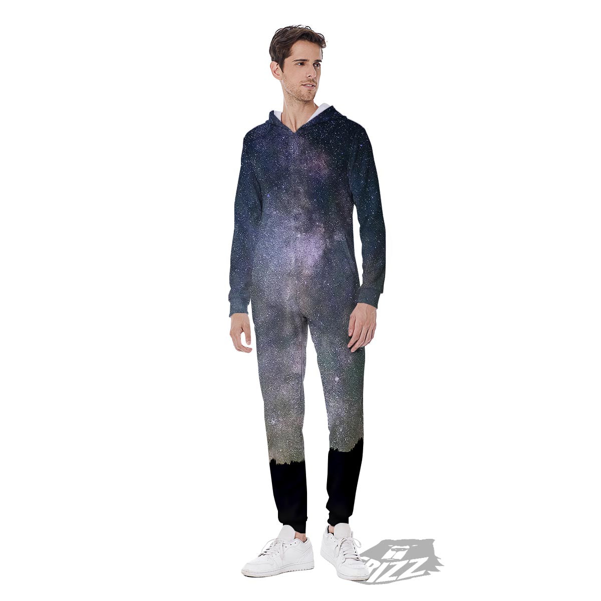 Milky Way Stars Night Print Men's Jumpsuit-grizzshop